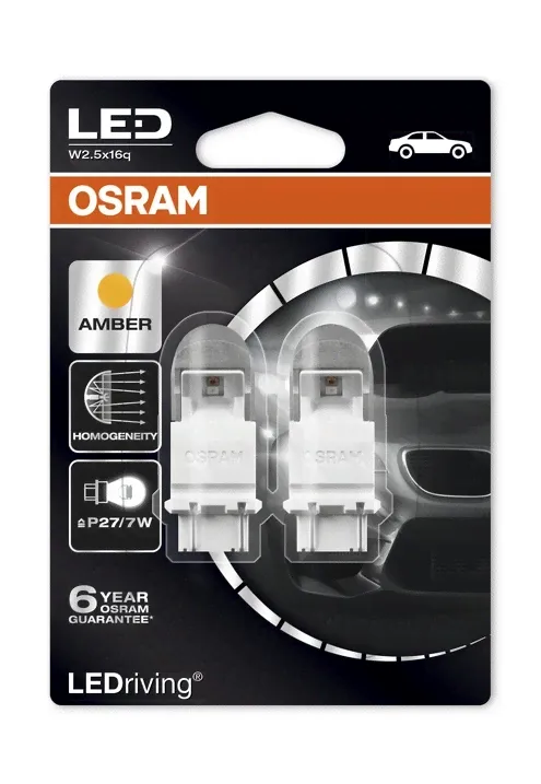 P27/7W Osram LED Amber 12V 3557YE-02B (бл.2)