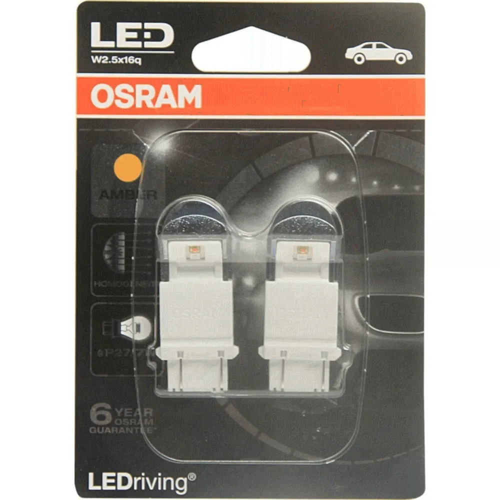 Автомобильные лампы osram p27/7w w2.5*16q led premium amber 12v, 3557ye02b, 2 шт