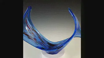 20thcenturyglass.com | Viartec Murano Style Blue Spanish Glass Horn Sculpture Bowl