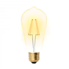 LED-ST64-5W/AMBER/E27/VLF Лампа светодиодная Vintage. Форма «конус», янтарная колба. Картон. TM Volpe лотистая колба. картон. Uniel