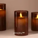Светодиодная свеча в колбе Mosala - Amber 12 см, на батарейках (Peha)