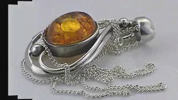 Sterling Silver Baltic Amber Pendant Necklace P-152
