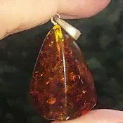 Amber pendant "Cognac" on a chain for women men