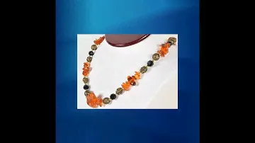 Elegant Necklace! Real Amber + Onyx 24" Long!